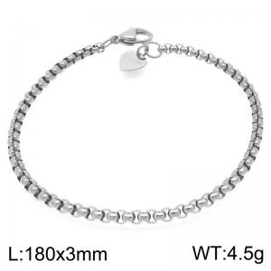 Fashionable and minimalist 3mm square pearl chain stainless steel bracelet - KB192057-Z