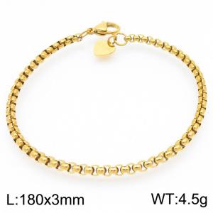 Fashionable and minimalist 3mm square pearl chain stainless steel bracelet - KB192058-Z