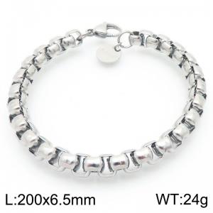 Fashionable and minimalist 6.5mm square pearl chain stainless steel bracelet - KB192062-Z