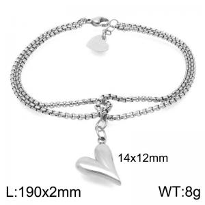 Fashionable and minimalist double-layer heart-shaped pendant stainless steel bracelet - KB192071-Z
