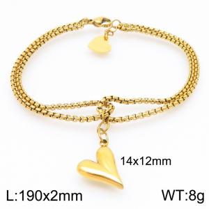 Fashionable and minimalist double-layer heart-shaped pendant stainless steel bracelet - KB192072-Z