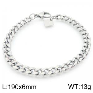 Fashionable and minimalist 6mm trimmed Cuban chain stainless steel bracelet - KB192089-Z