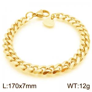 Fashionable and minimalist 7mm trimmed Cuban chain stainless steel bracelet - KB192090-Z