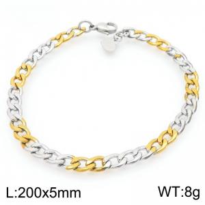 Fashionable and minimalist 5mm gold and silver mixed color Figaro chain stainless steel bracelet - KB192110-Z