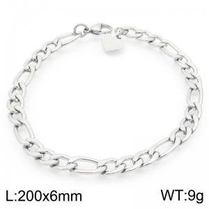 Fashionable and minimalist 6mm 3:1 Figaro chain stainless steel bracelet - KB192115-Z