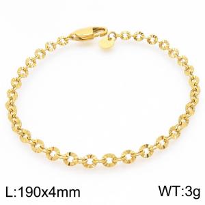 Simple and fashionable stainless steel 190 × 4mm creative wrinkle o chain lobster buckle jewelry charm gold bracelet - KB192116-Z