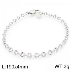 Simple and fashionable stainless steel 190 × 4mm creative wrinkle o chain lobster buckle jewelry charm silver bracelet - KB192117-Z