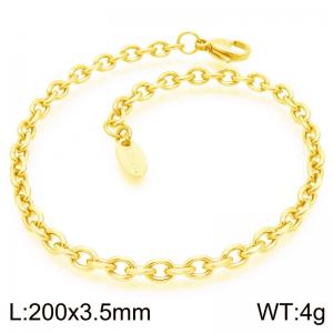 Simple and stylish stainless steel 200 × 3.5mm creative edge cutting 0-letter chain lobster buckle jewelry charm gold bracelet - KB192118-Z