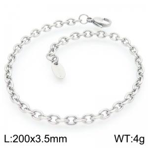 Simple and stylish stainless steel 200 × 3.5mm creative edge cutting 0-letter chain lobster buckle jewelry charm silver bracelet - KB192119-Z