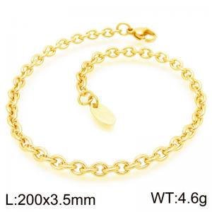 Simple and stylish stainless steel 200 × 3.5mm 0-chain lobster buckle jewelry charm gold bracelet - KB192120-Z