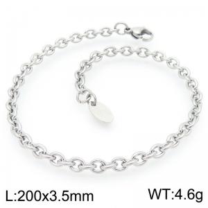 Simple and stylish stainless steel 200 × 3.5mm 0-chain lobster buckle jewelry charm silver bracelet - KB192121-Z