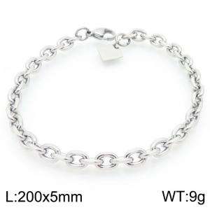 Simple and stylish stainless steel 200 × 5mm creative edge cutting 0-letter chain lobster buckle jewelry charm silver bracelet - KB192123-Z