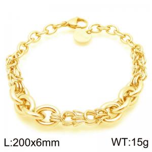 Simple and stylish stainless steel 200 × 6mm creative special chain lobster buckle charm gold bracelet - KB192126-Z