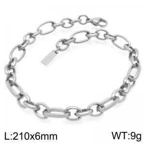 Simple and stylish stainless steel 210×6mm 3：1 o chain lobster buckle jewelry charm silver bracelet - KB192130-Z