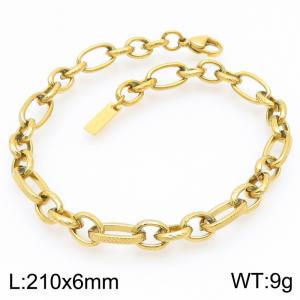 Simple and stylish stainless steel 210×6mm 3：1 o chain lobster buckle jewelry charm gold bracelet - KB192131-Z