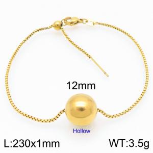 European and American fashion stainless steel square pearl chain string 12mm gold round beads women's jewelry charm gold bracelet - KB192133-Z