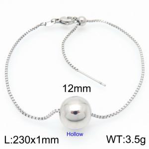 European and American fashion stainless steel square pearl chain string 12mm round beads women's jewelry charm silver bracelet - KB192134-Z