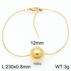 European and American fashion stainless steel snake bone chain string 12mm gold round beads women's jewelry charm gold bracelet - KB192135-Z