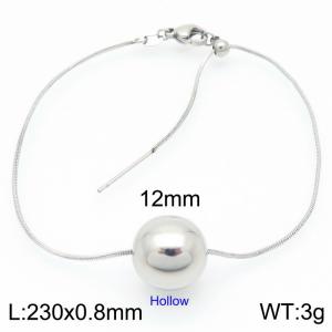 European and American fashion stainless steel snake bone chain string 12mm round beads women's jewelry charm silver bracelet - KB192136-Z