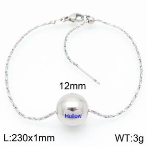 European and American fashion stainless steel special chain string 12mm round beads women's jewelry charm silver bracelet - KB192138-Z