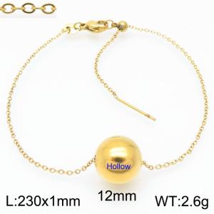 European and American fashion stainless steel O-shaped chain string 12mm gold round beads women's jewelry charm gold bracelet - KB192139-Z