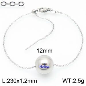 European and American fashion stainless steel O-shaped chain string 12mm round beads women's jewelry charm silver bracelet - KB192140-Z