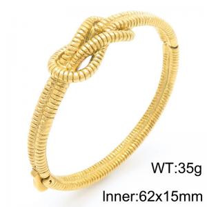 Stainless Steel Infinitely Knotted Bangle For Men Gold Color Fashion Personalized Striped Jewelry - KB202408-KJX