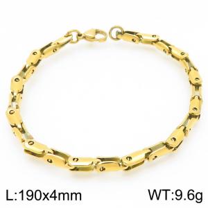 4mm Stainless Steel Link Chain Bracelets For Men And Women Simple Fashion Gold Color Jewelry - KB202459-Z