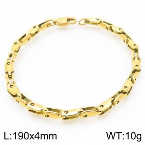 4mm Stainless Steel Link Chain Bracelets For Men And Women Simple Fashion Gold Color Jewelry - KB202461-Z