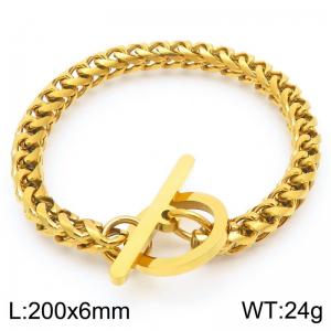 Stainless steel polished OT buckle flower basket chain bracelet - KB202465-Z