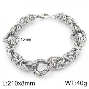 Stainless steel handmade chain bracelet with 3 diamond studded chain beads - KB202474-Z