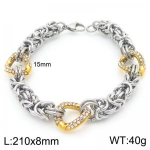 Stainless steel handmade chain bracelet with 3 diamond studded chain beads - KB202475-Z