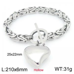Stainless steel polished OT buckle emperor chain paired with hollow heart pendant - KB202484-Z