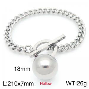 Stainless steel polished OT buckle emperor chain bracelet paired with hollow heart pendant - KB202486-Z