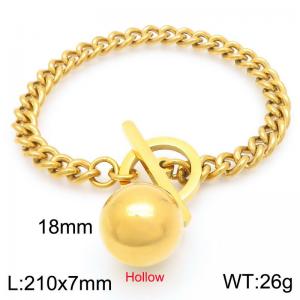 Stainless steel polished OT buckle emperor chain bracelet paired with hollow heart pendant - KB202487-Z