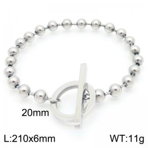 Stainless steel polished OT buckle round bead chain bracelet - KB202488-Z