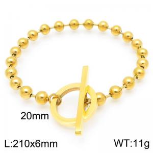 Stainless steel polished OT buckle round bead chain bracelet - KB202489-Z