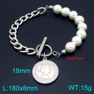 Stainless steel shell bead splicing bracelet - KB202702-Z