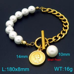 Stainless steel shell bead splicing bracelet - KB202710-Z