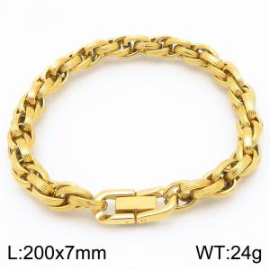 Stainless steel jewelry buckle striped double woven chain bracelet - KB202731-Z