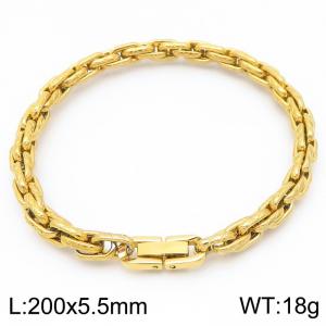 5.5mm Stainless steel jewelry buckle cross pattern double woven chain bracelet - KB202733-Z
