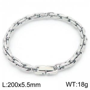 5.5mm Stainless steel jewelry buckle cross pattern double woven chain bracelet - KB202734-Z