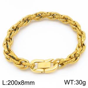 8mm Stainless steel jewelry buckle cross pattern double woven chain bracelet - KB202735-Z