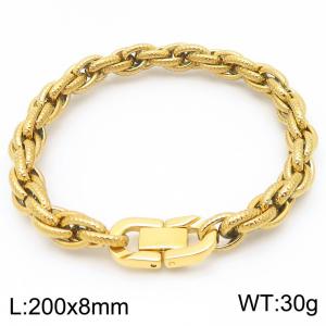 Stainless steel jewelry buckle with hammered pattern double woven chain bracelet - KB202737-Z