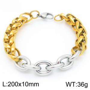 Stainless steel gold flower basket chain spliced silver O-chain bracelet - KB202740-Z