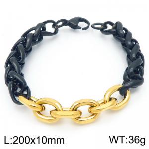 Stainless steel black flower basket chain spliced gold O-chain bracelet - KB202744-Z