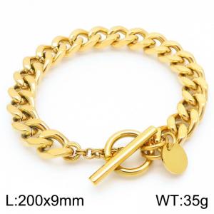 Stainless steel OT buckle Cuban chain bracelet - KB202749-Z