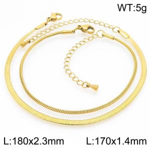 Stainless steel blade chain and circular snake chain two-piece bracelet - KB202753-Z