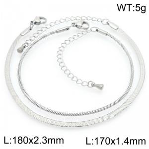 Stainless steel blade chain and circular snake chain two-piece bracelet - KB202754-Z