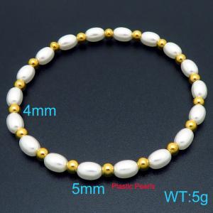 Fashionable 5mm oval pearl with stainless steel spacer bracelet - KB202757-Z